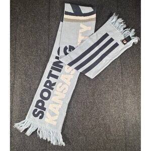 Sporting Kansas City Scarf Adidas MLS Soccer Knit Light Blue Gray Navy Fringe